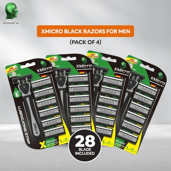 XMicro Black Razors For Men (Pack Of 4)